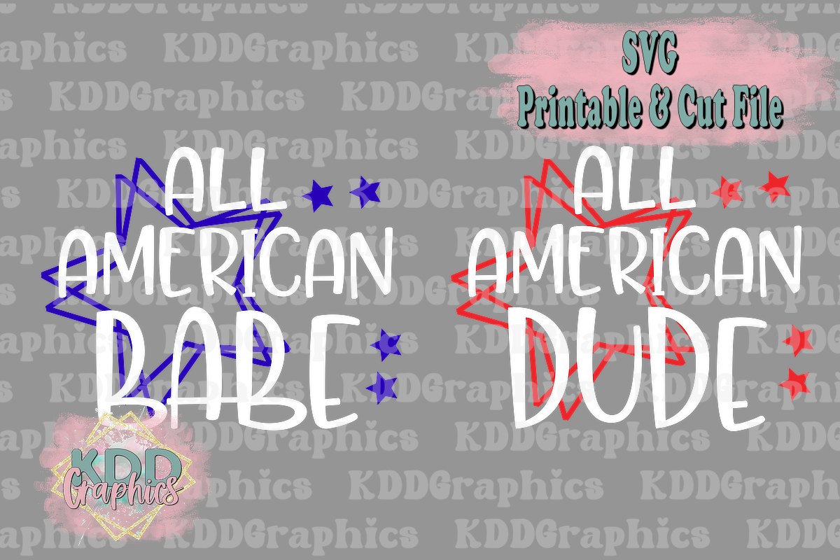 All American Babe and Dude SVG PNG Bundle