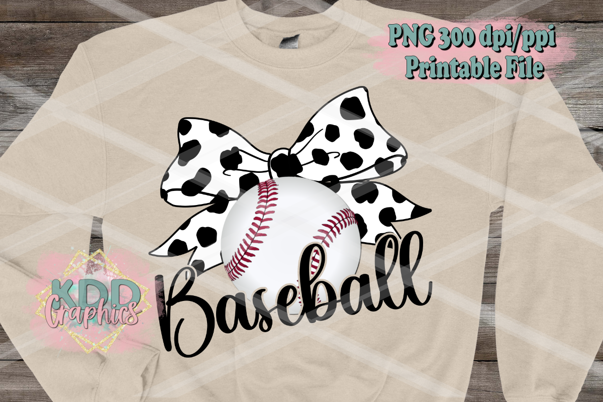 Baseball Coquette Bow Dalmatian Spots - Baseball PNG