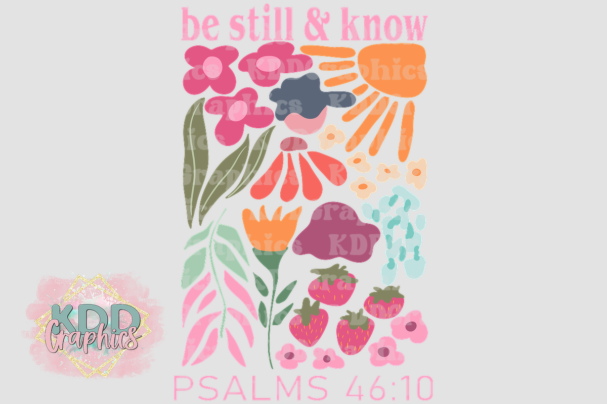 Be Still And Know - Retro Floral Doodle - Religious Design PNG