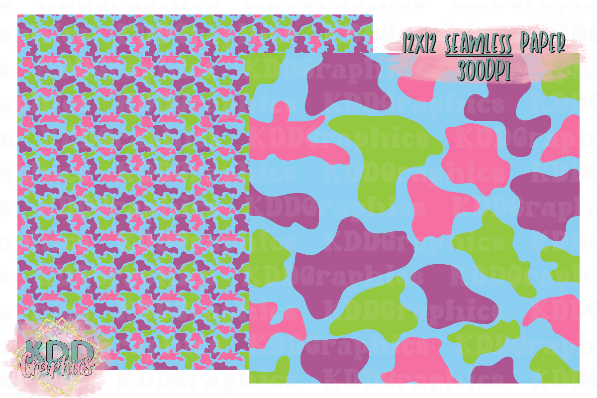 Blue Green Purple Duck Camo SEAMLESS Paper