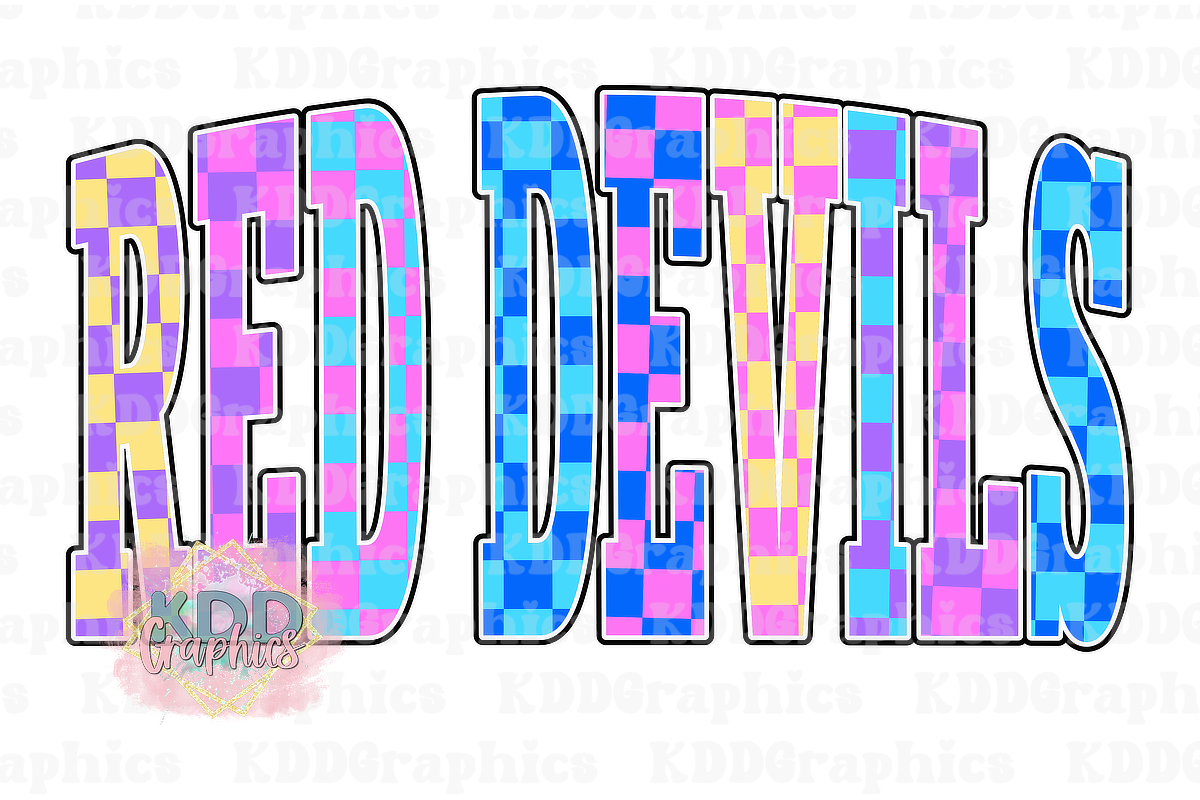 Bright Checkered Red Devils - Red Devil School Spirit PNG