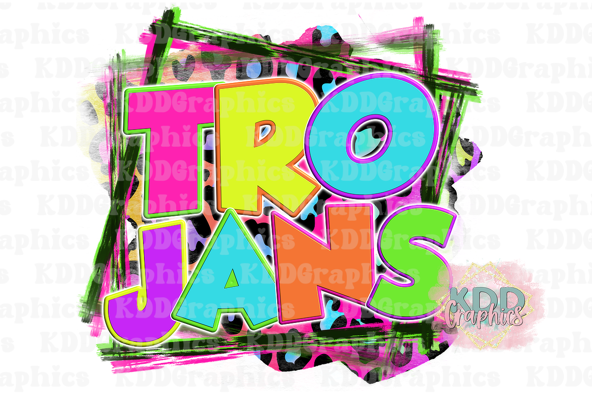 Bright Neon Cheetah Trojans Mascot - Trojan School Spirit PNG
