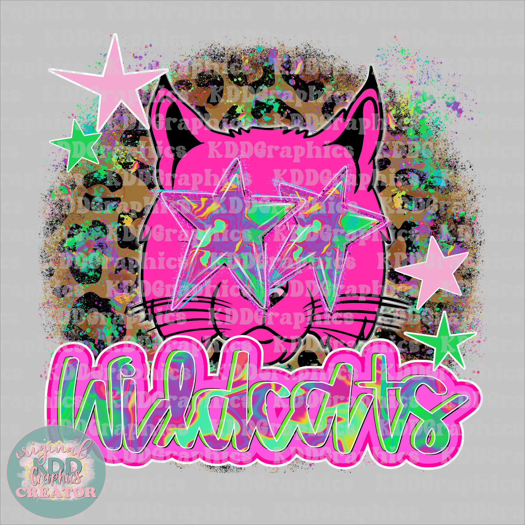 Bright Preppy Wildcat Mascot - Wildcats School Spirit PNG