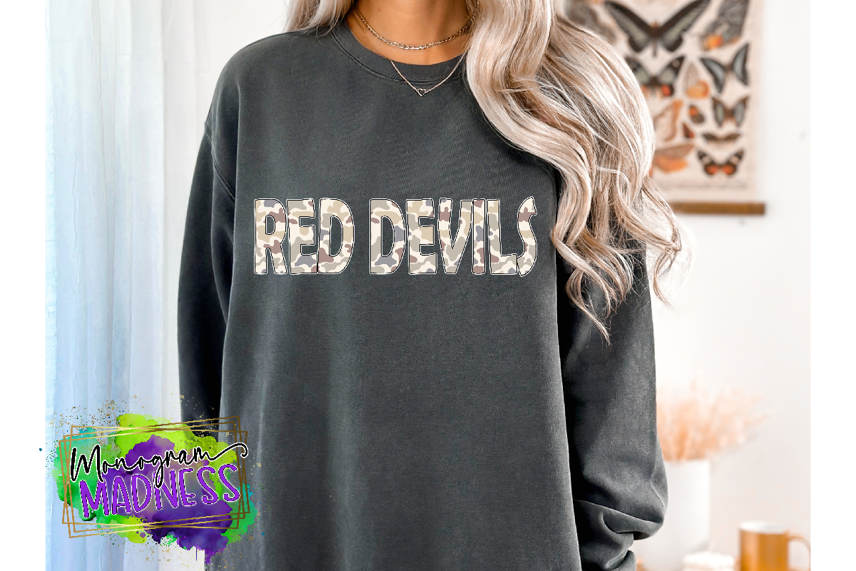 Camo Red Devils - Red Devil School Spirit PNG