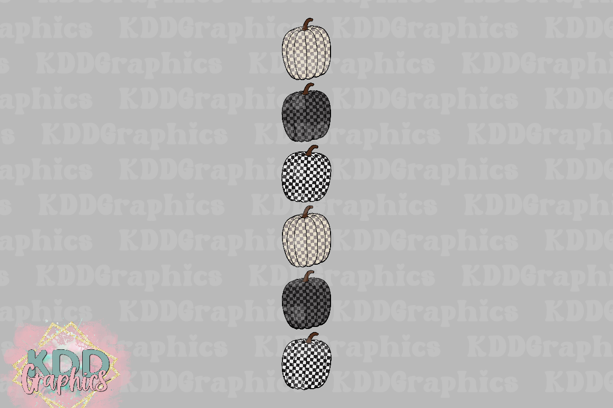 Checkered Pumpkin Trio - Fall PNG