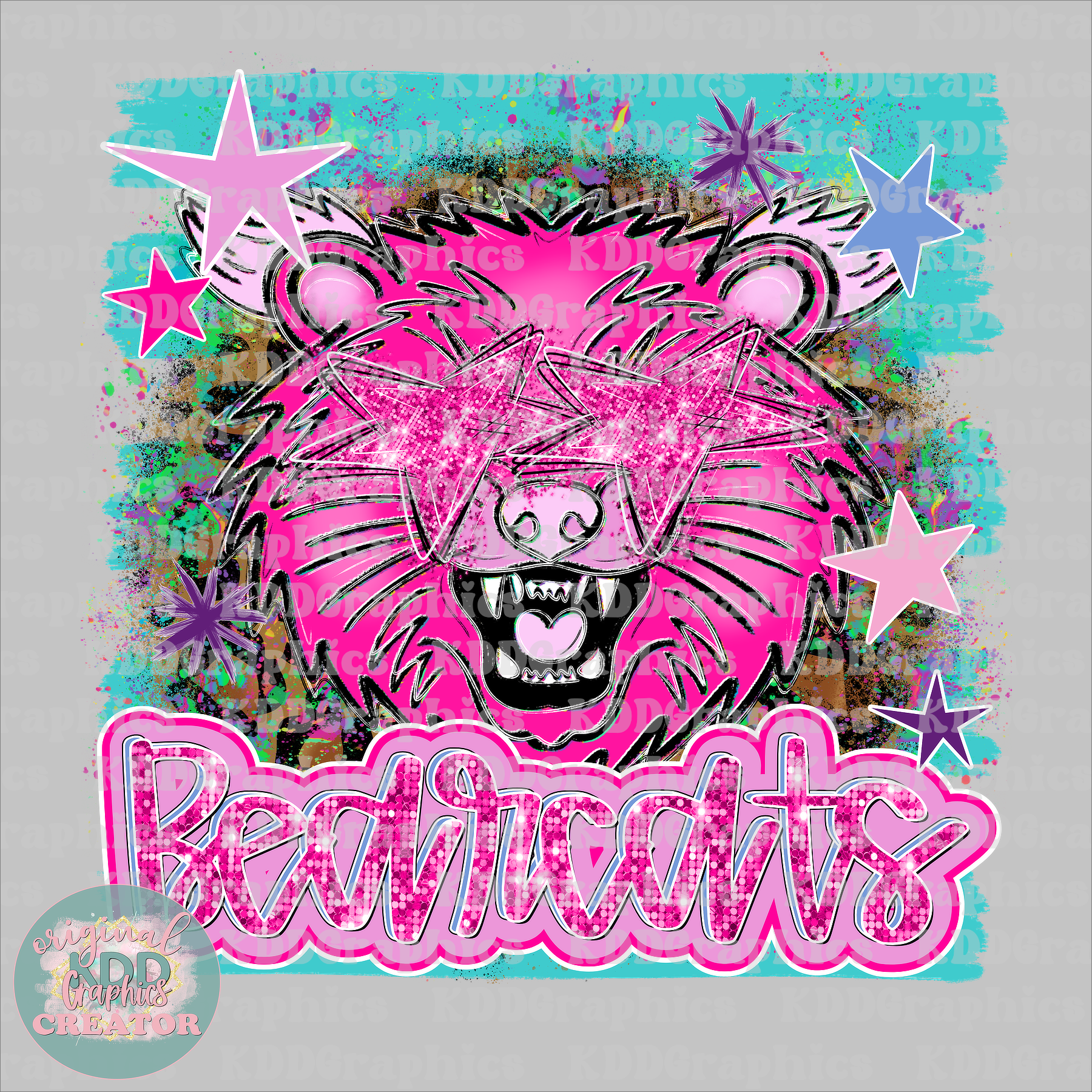 Cheetah Splatter Brushstroke Bearcats Mascot - Bearcat School Spirit PNG