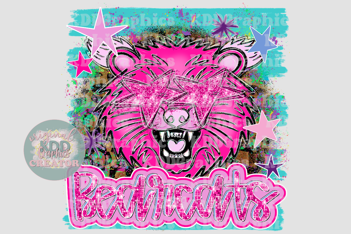 Cheetah Splatter Brushstroke Bears Mascot - Bear School Spirit PNG