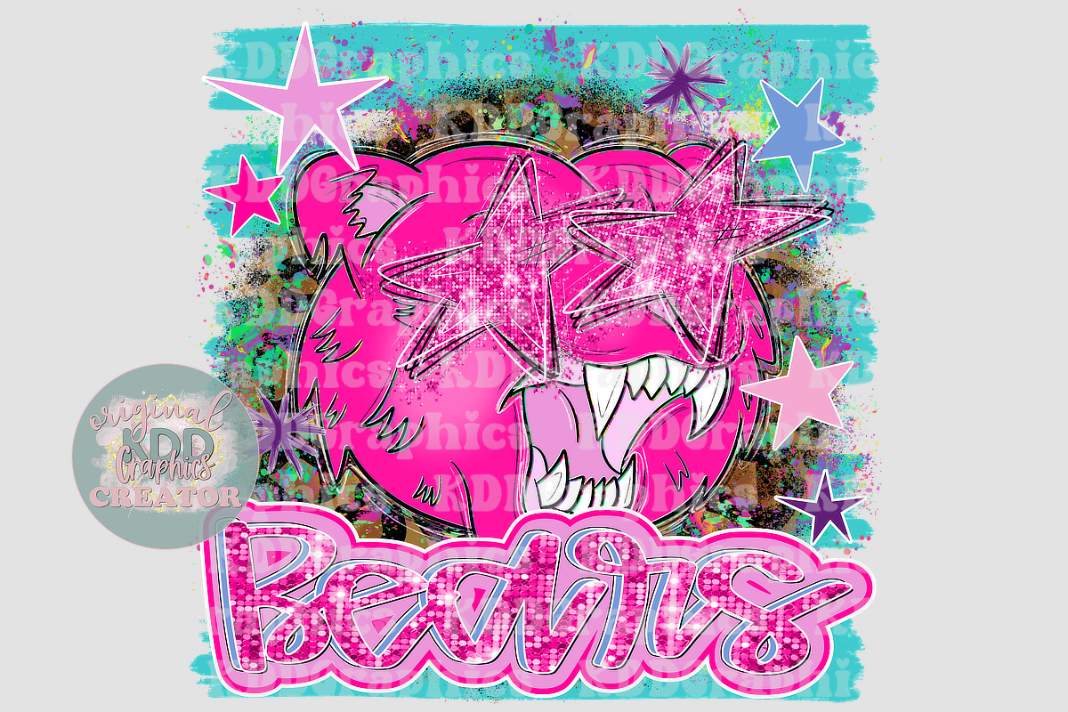 Cheetah Splatter Brushstroke Bears Mascot - Bear School Spirit PNG
