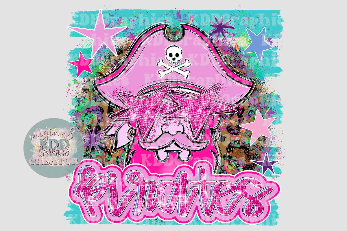 Cheetah Splatter Brushstroke Pirates Mascot - Pirate School Spirit PNG
