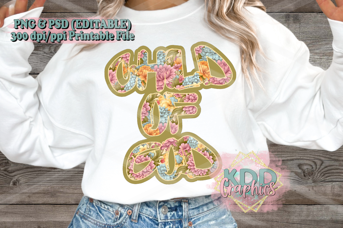 Child Of God - Retro Floral - Religious Design PNG