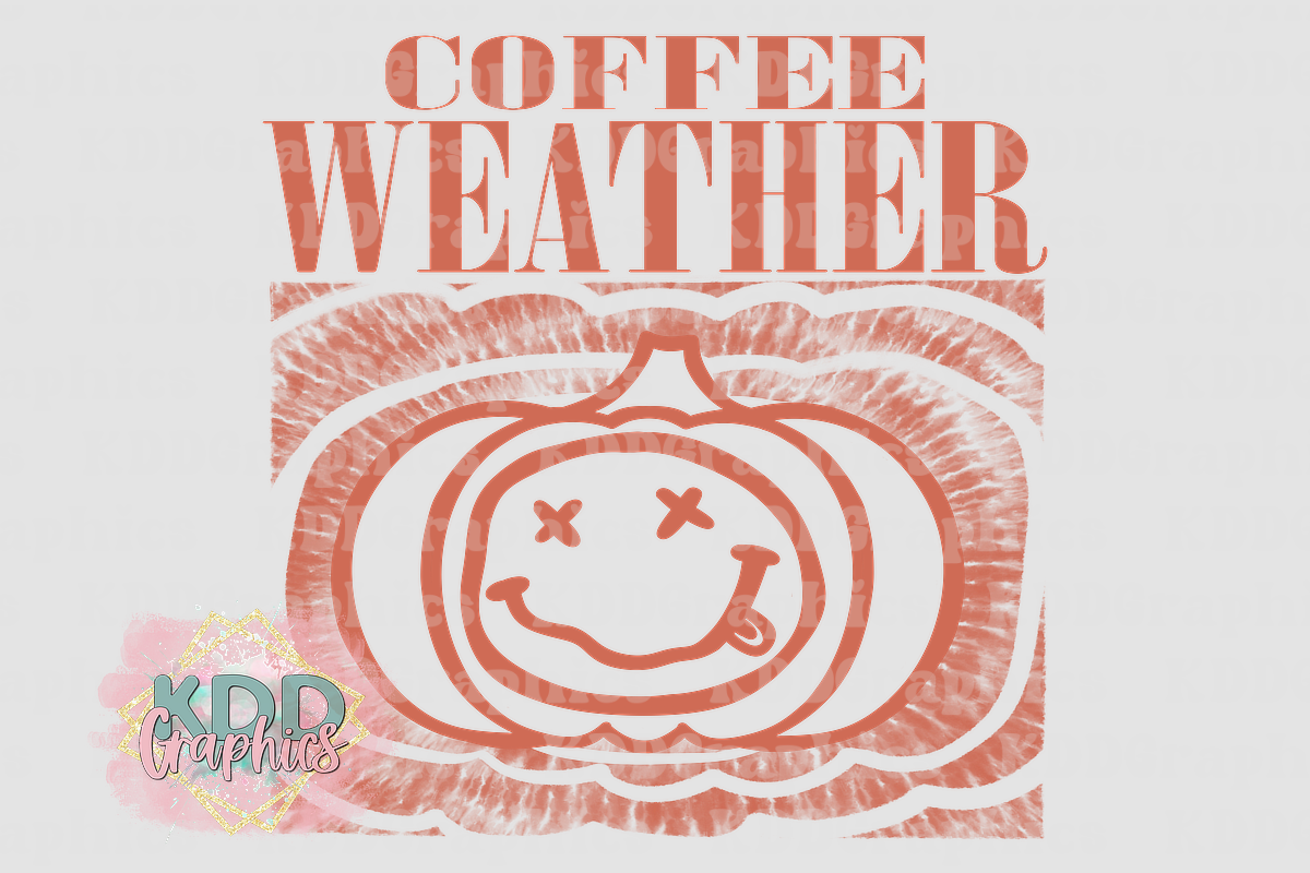 Coffee Weather Nirvana Smiley Face Pumpkin - Fall PNG