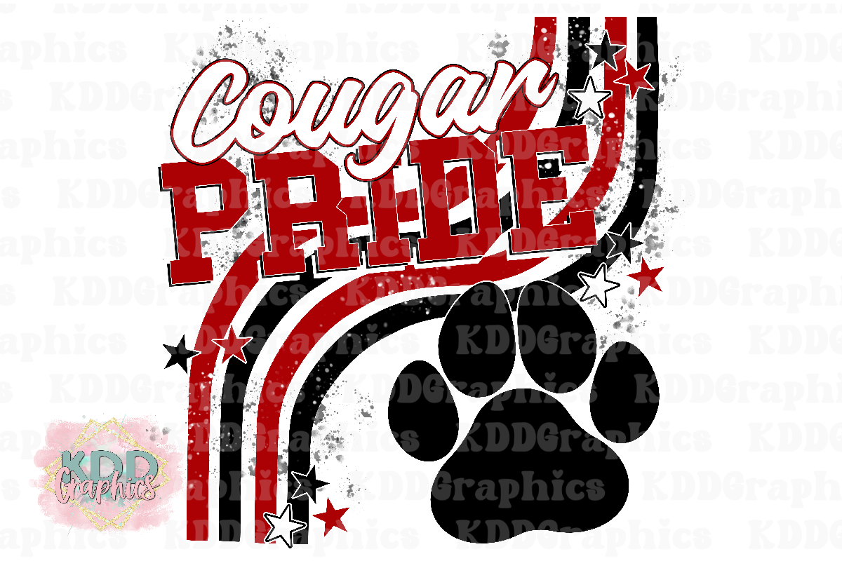 Cougar Pride - Red Black - Cougars School Spirit PNG