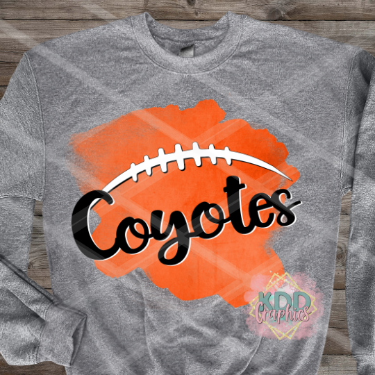 Coyote Football - Orange - Coyotes School Spirit PNG