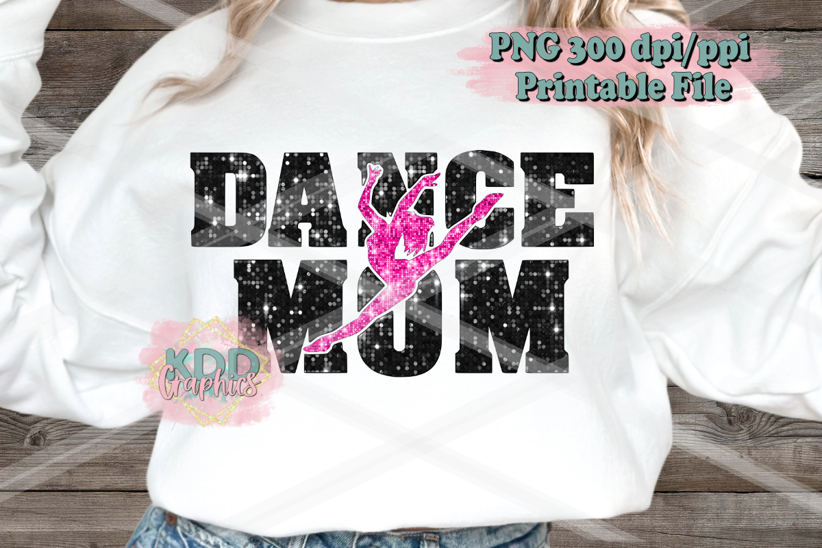 Dance Mom - Dancer Silhouette - Pink Sequin Glitter PNG