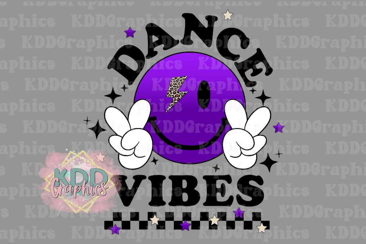 Dance Vibes - Purple Smiley Face Peace Sign - Dancer PNG
