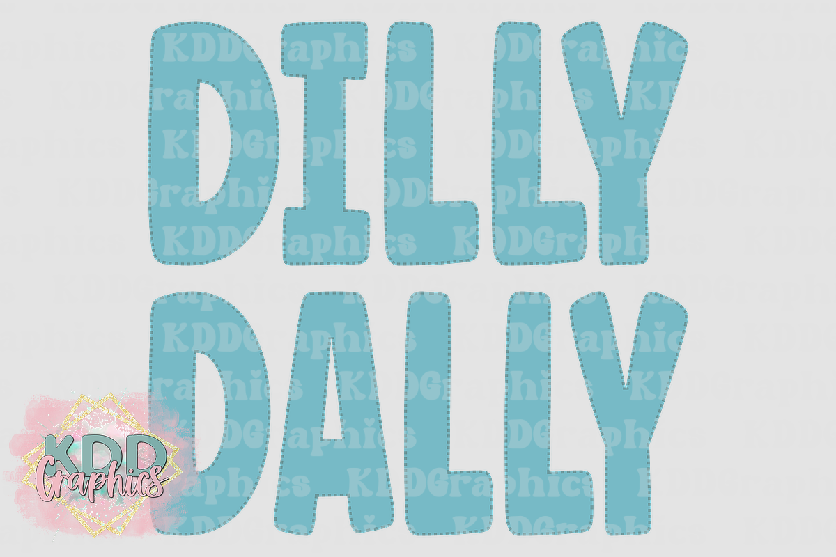 Dilly Dally - Faux Stitching - Teal PNG