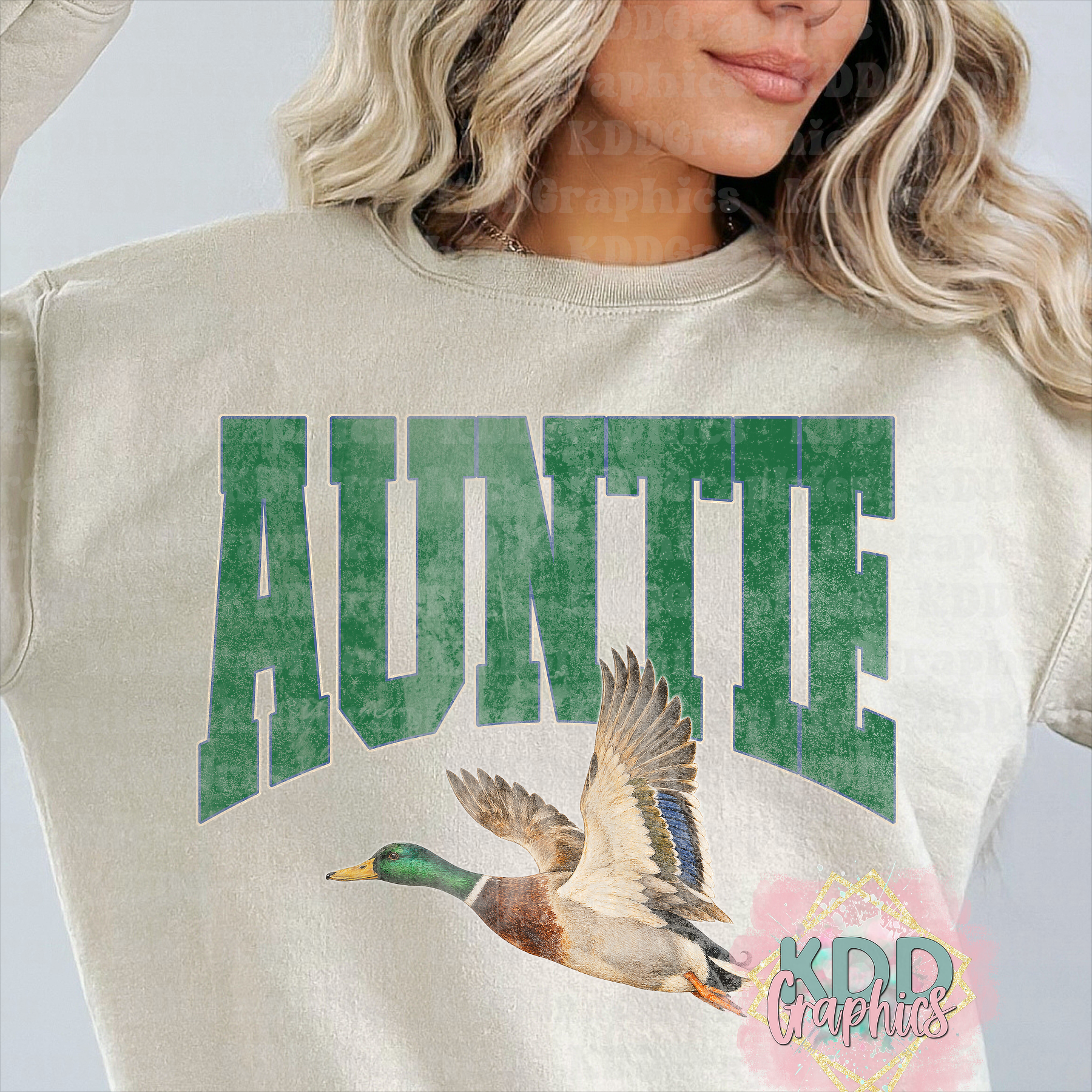 Distressed Auntie - Mallard Duck PNG