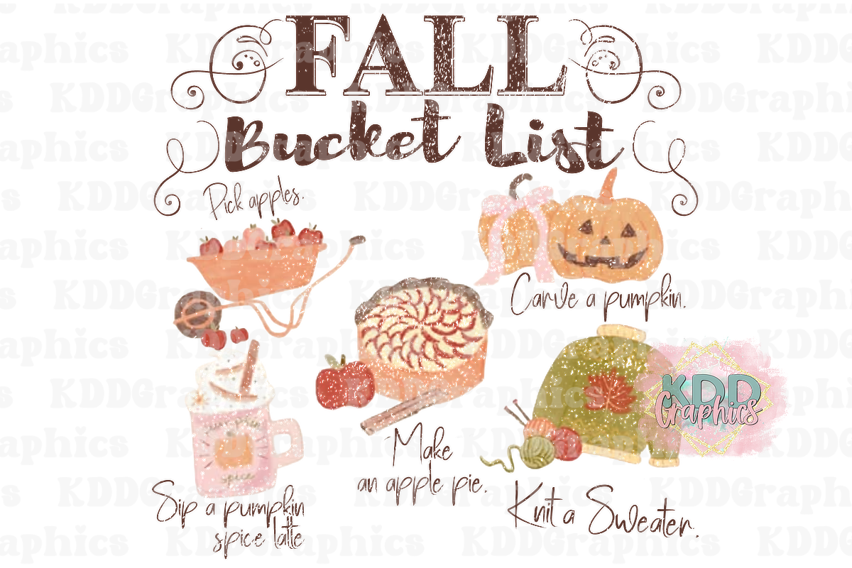 Distressed Fall Bucket List - Fall PNG