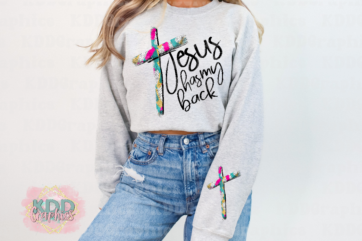 Distressed Jesus Has My Back Bundle Pink Brush Stroke - Religious Bundle PNG