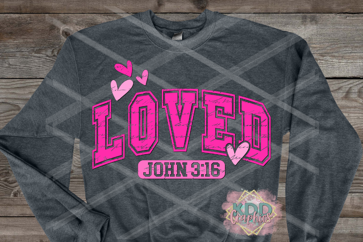 Distressed Loved John 3:16 Pink - Religious Design PNG
