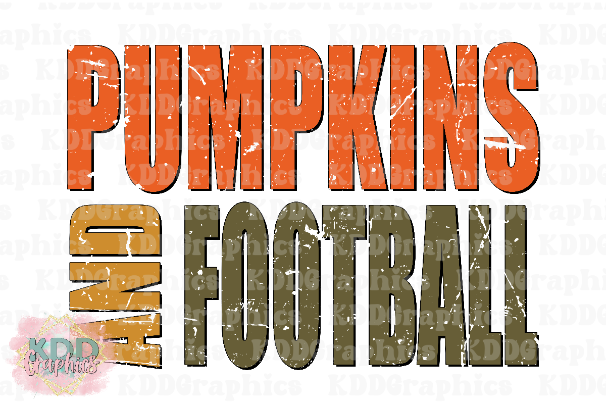 Distressed Pumpkins And Football - Fall PNG
