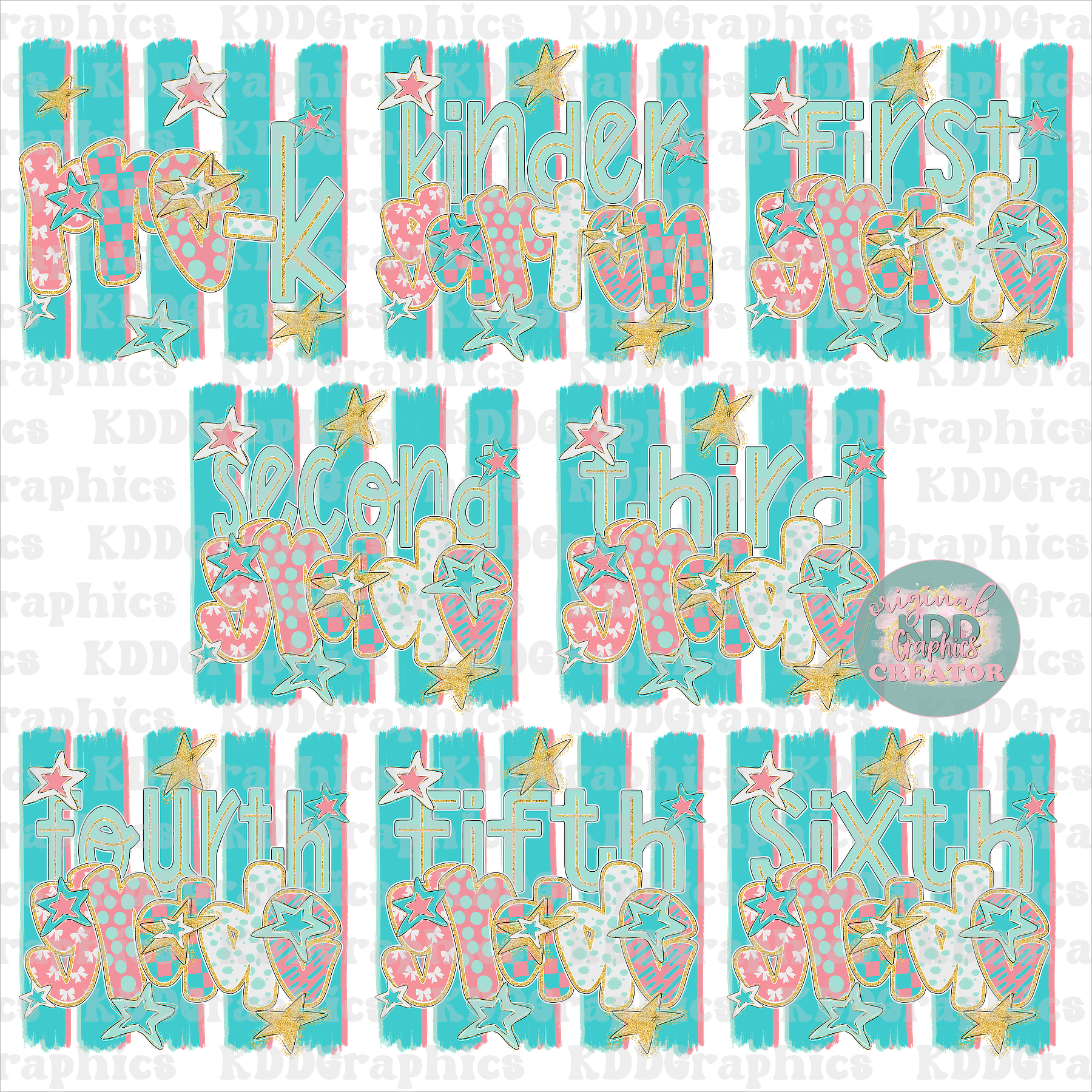 Doodle Brushstroke Stars School Bundle