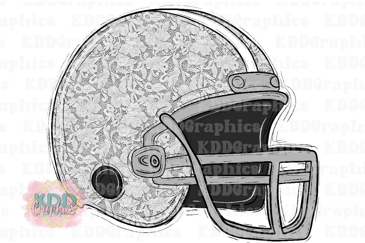 Doodle Football Helmet - White Lace Doodle Football Design PNg