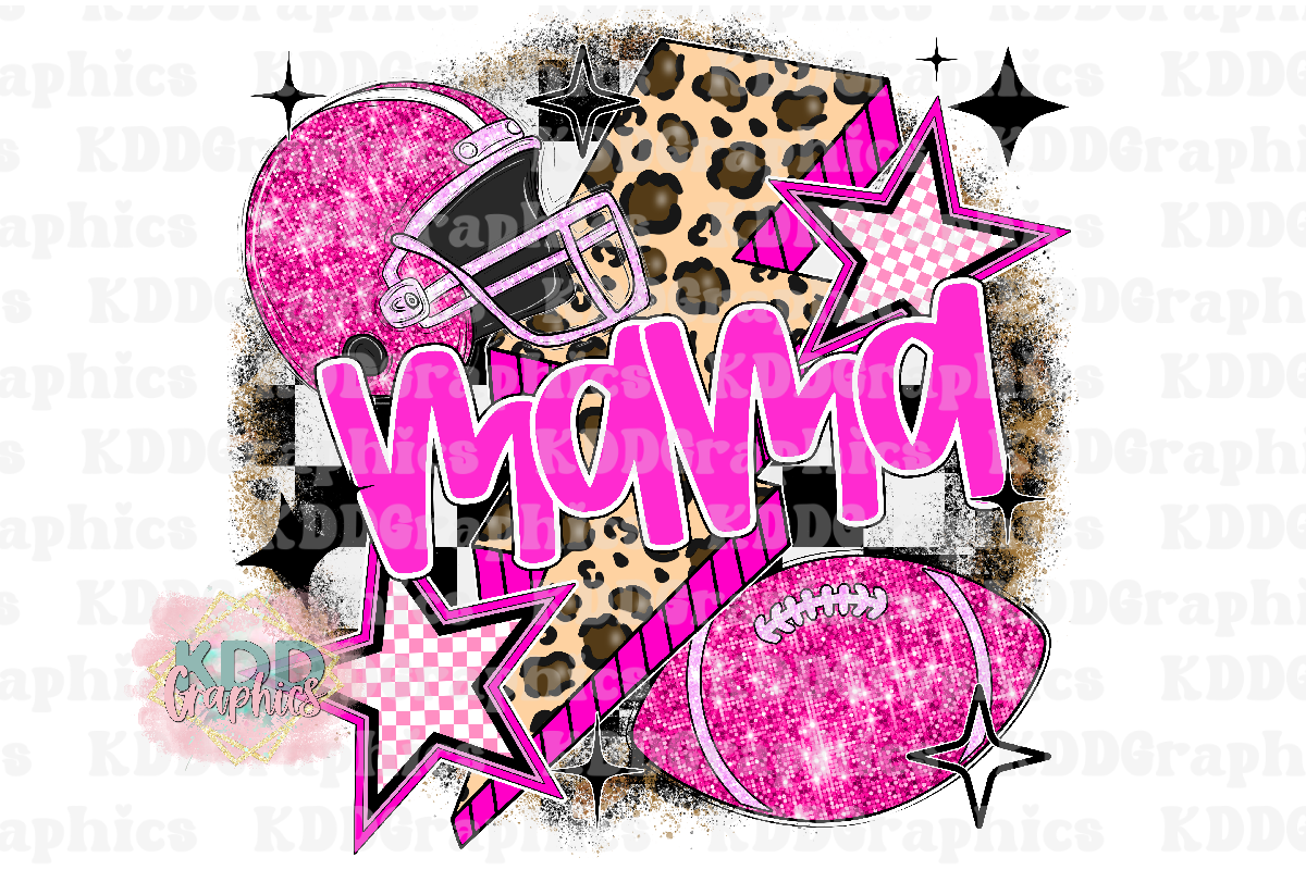 Doodle Pink Football Mama - Pink Out - October Football PNG