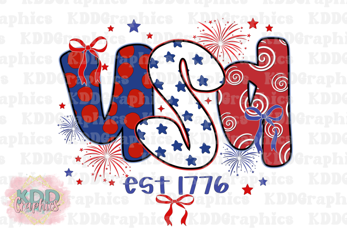 Doodle USA Est. 1776 - 4th of July PNG