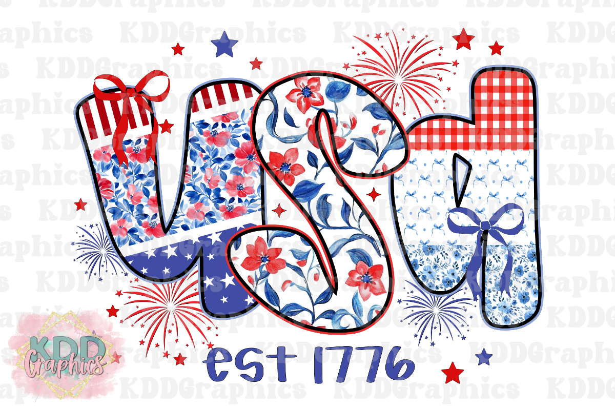 Doodle USA Est. 1776 - 4th of July PNG