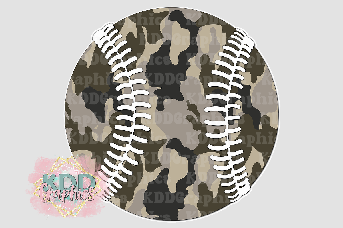 Duck Camo Baseball White Stitches - Baseball Design PNG