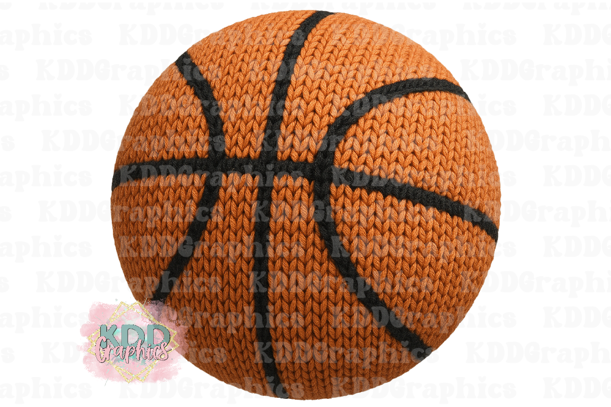 Faux Knit Crochet Basketball - Basketball Design PNG