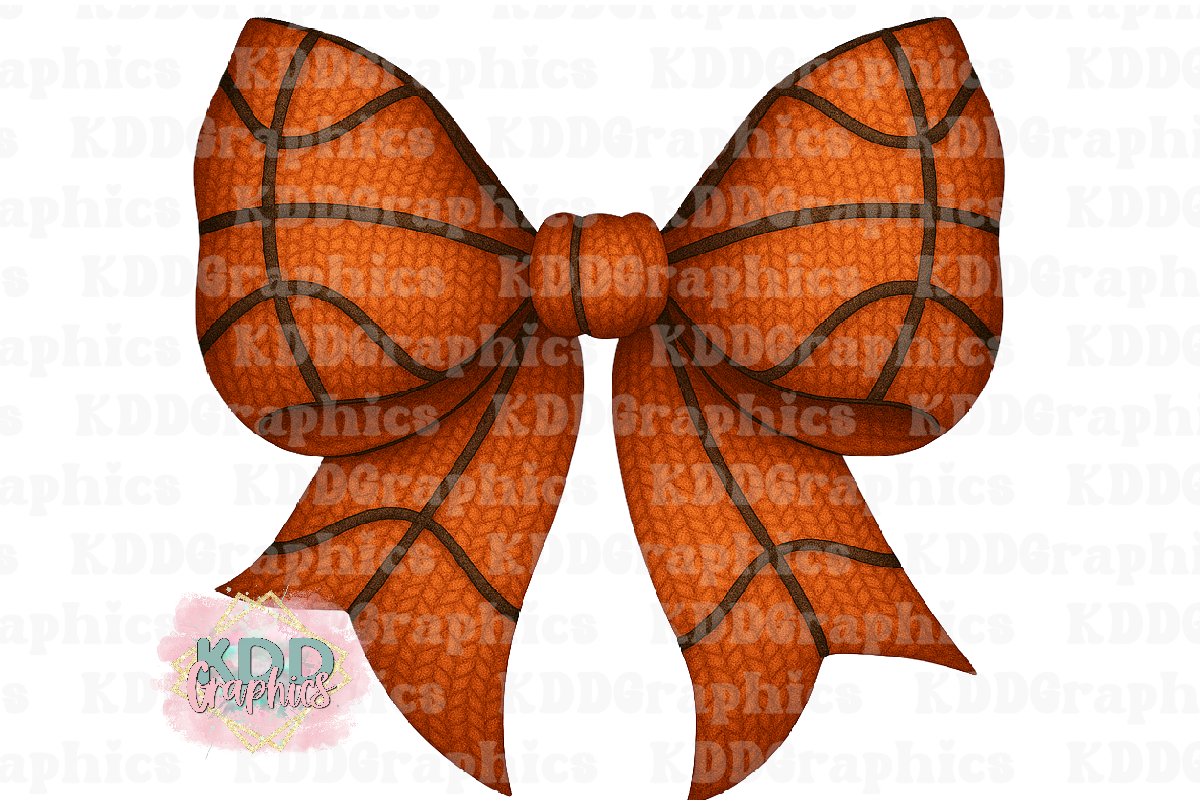 Faux Knit Crochet Basketball Bow - Basketball Design PNG