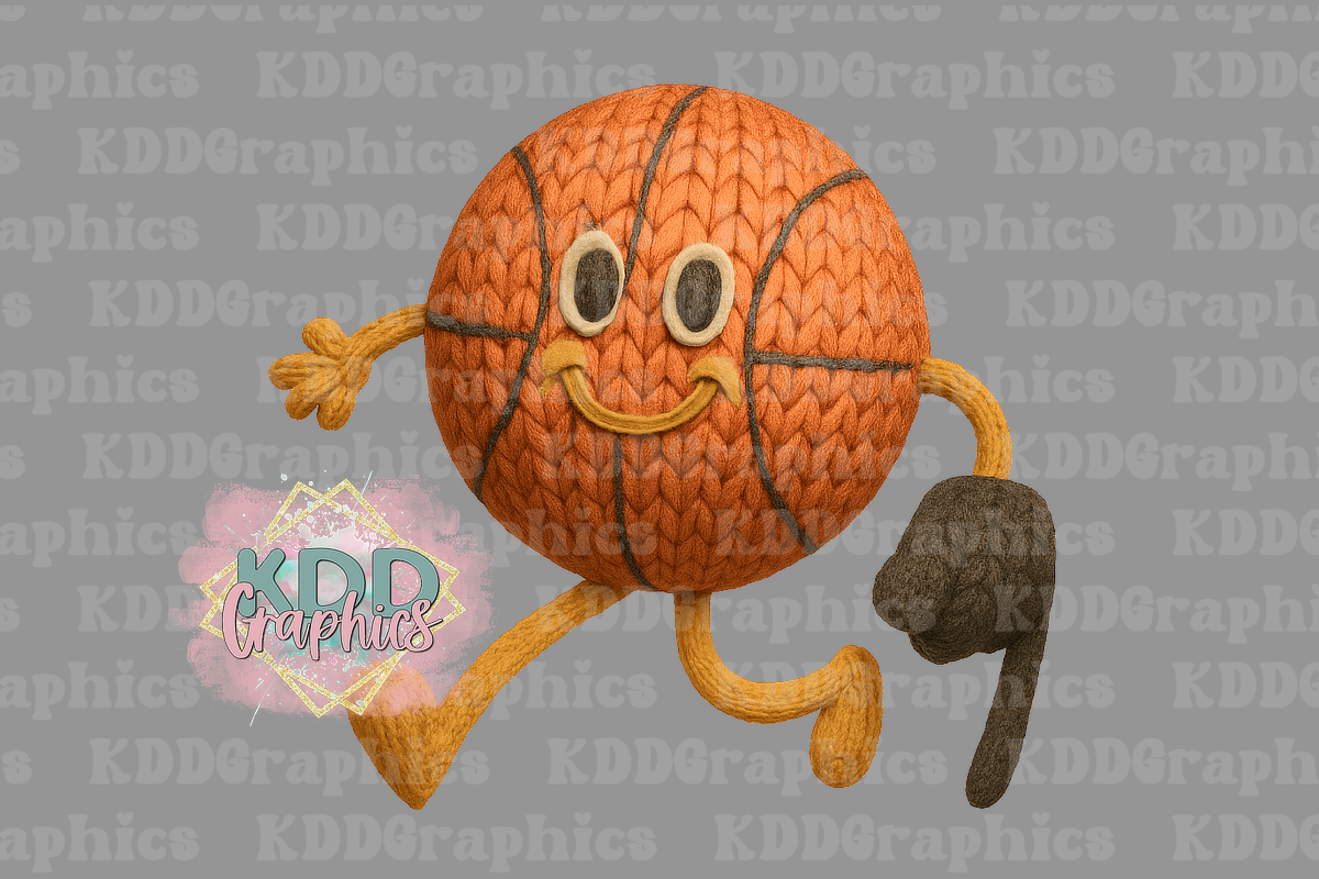 Faux Knit Crochet Basketball Man - Basketball Design PNG