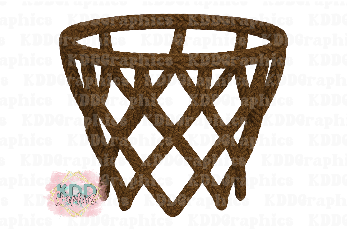 Faux Knit Crochet Basketball Net Goal - Basketball Design PNG