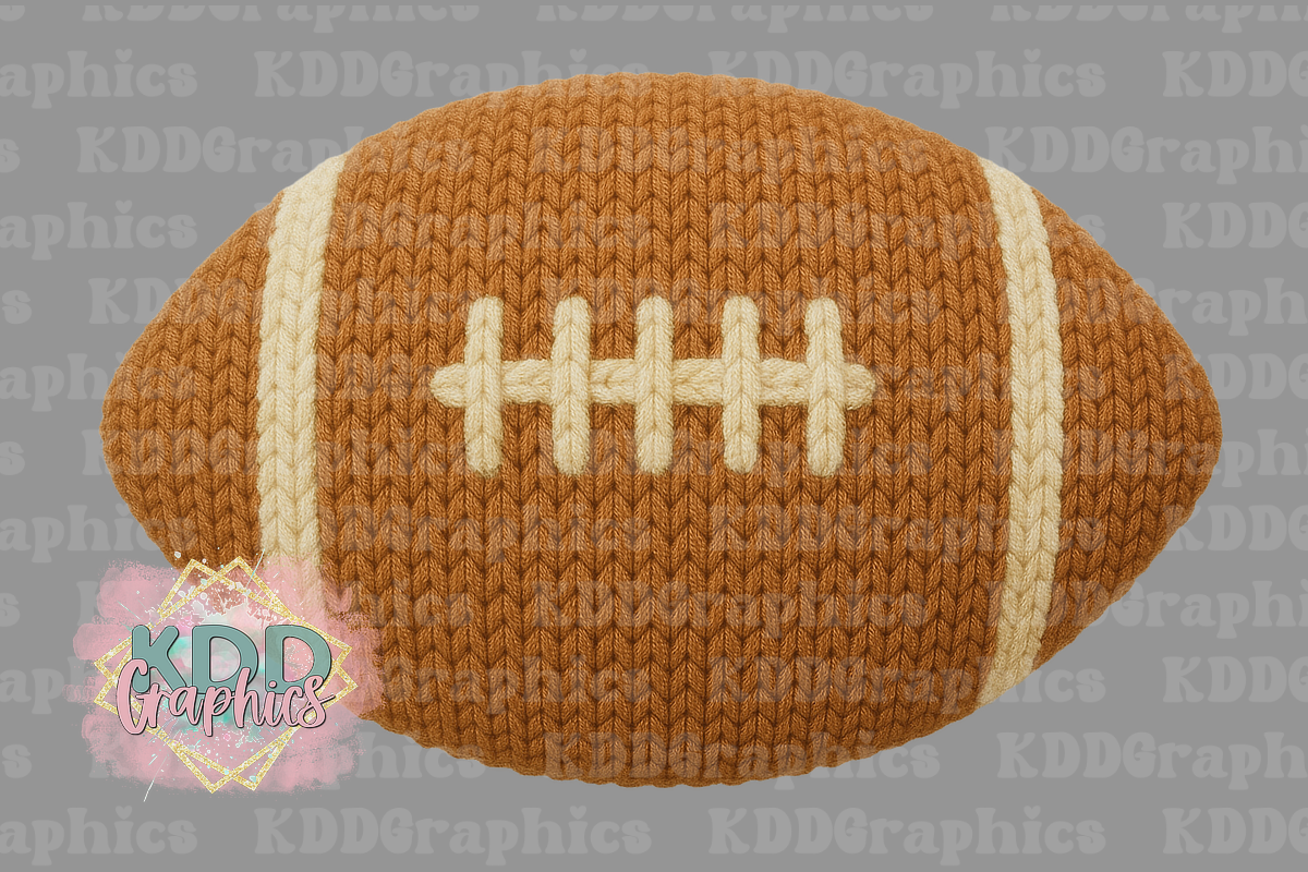 Faux Knit Crochet Football Design PNG
