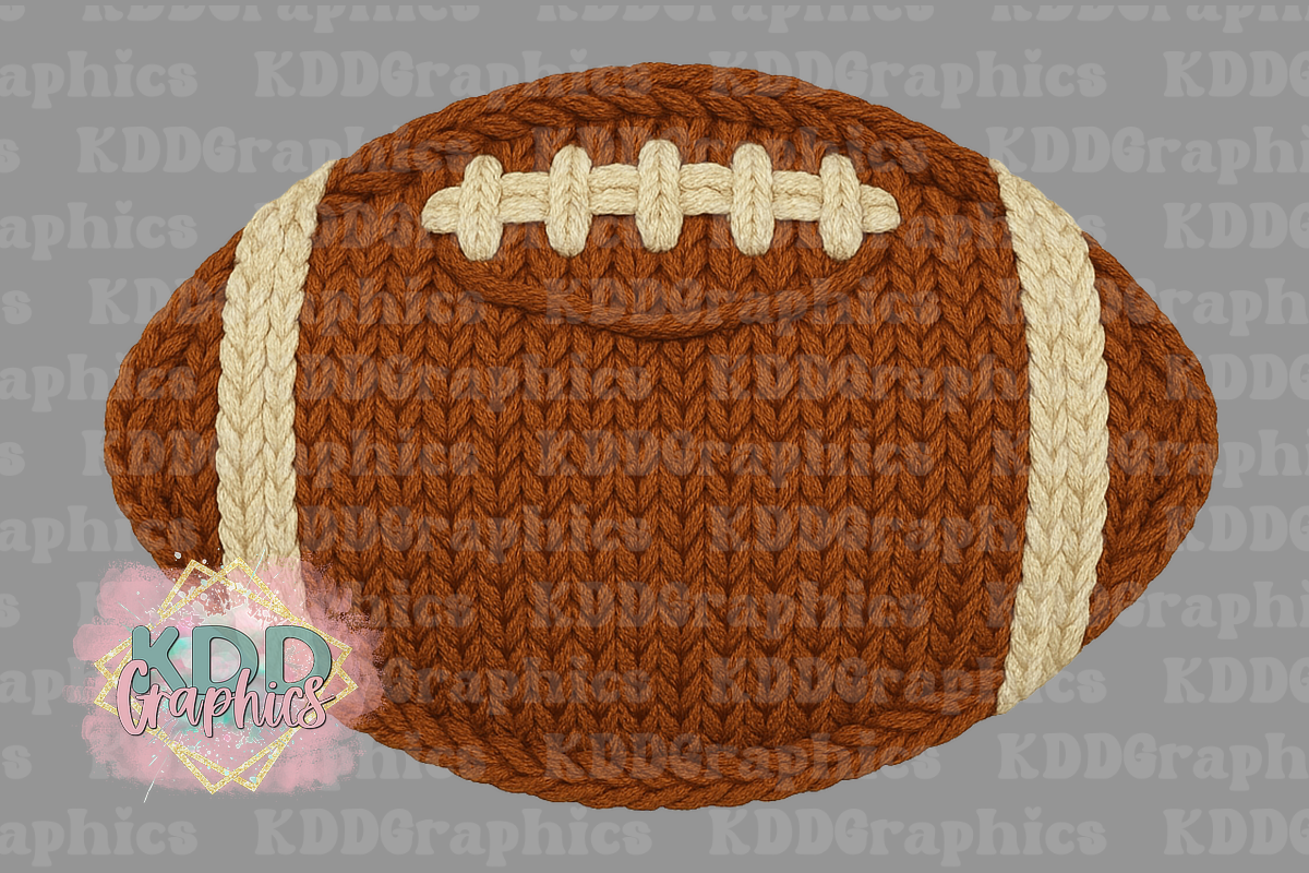 Faux Knit Crochet Football Design PNG