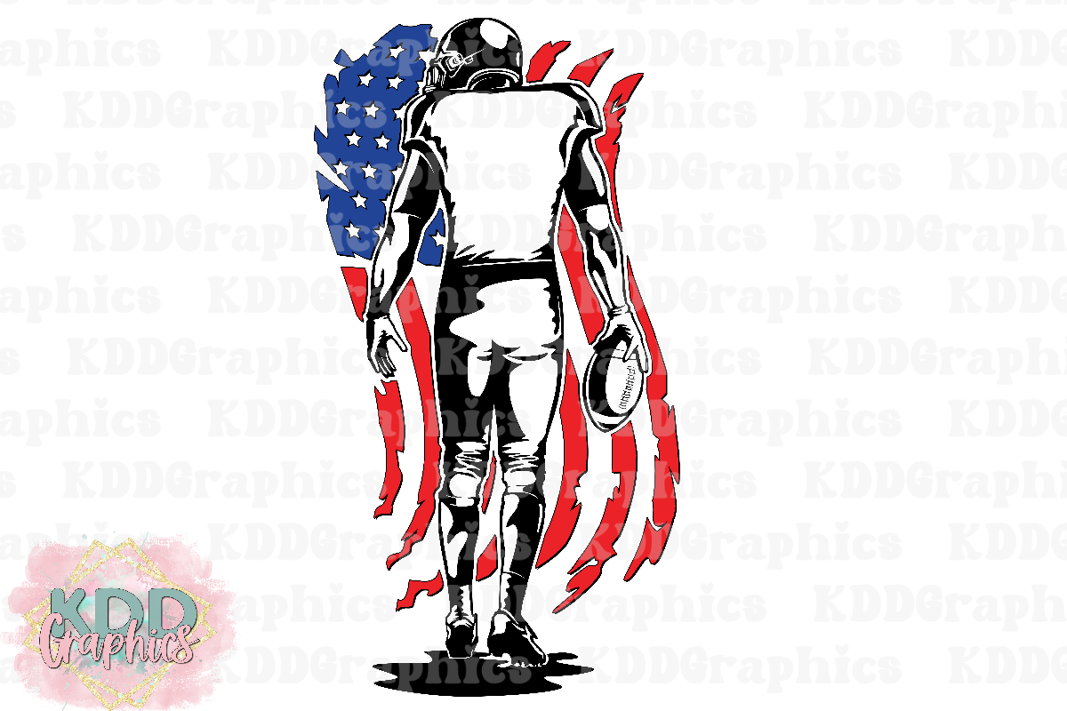 Football Player Silhouette - American Flag - Football PNG