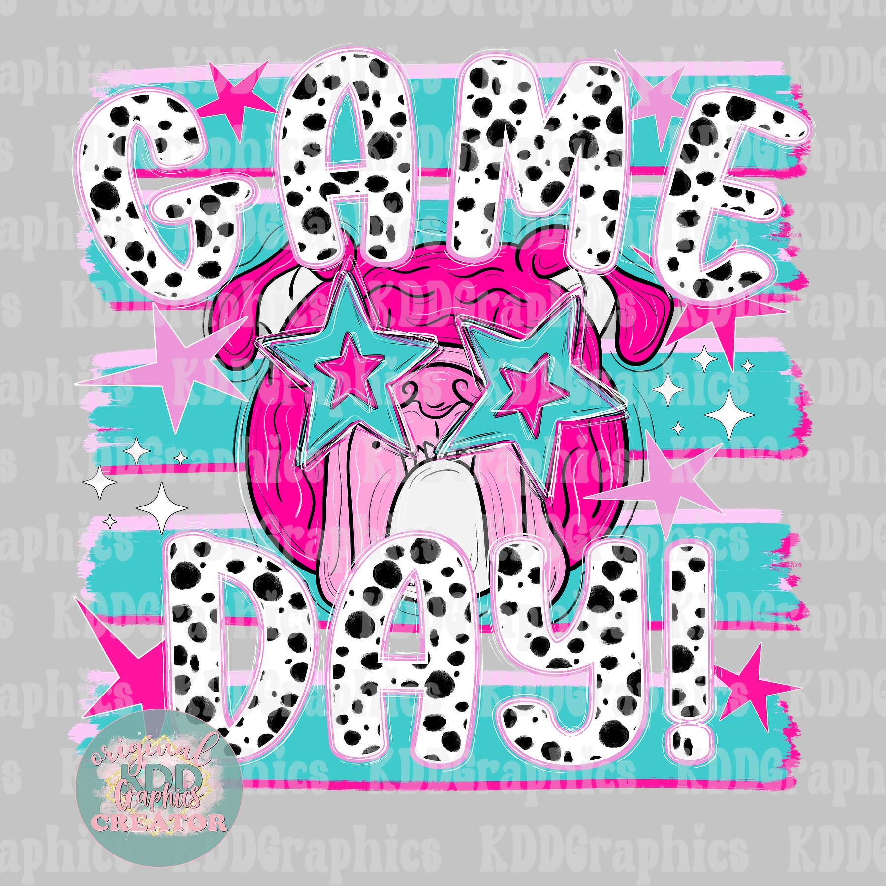 Game Day - Preppy Bulldog Mascot - Brushstrokes Star Eyes - Bulldogs School Spirit PNG