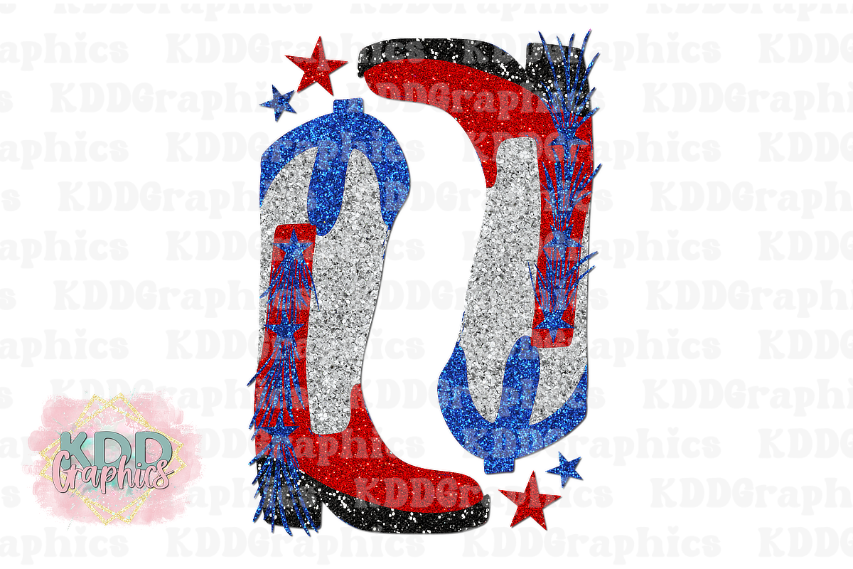 Glitter Western Cowboy Cowgirl Boots - 4th of July PNG