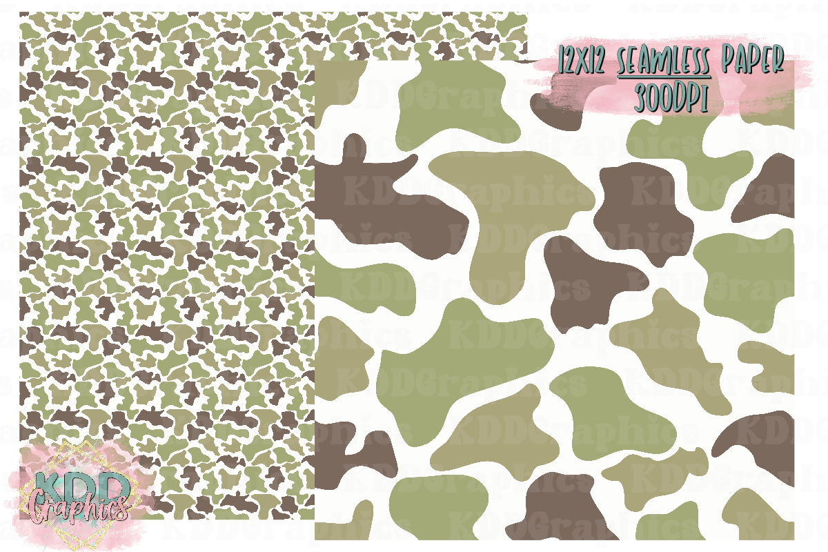 Green Brown White Duck Camo SEAMLESS Paper
