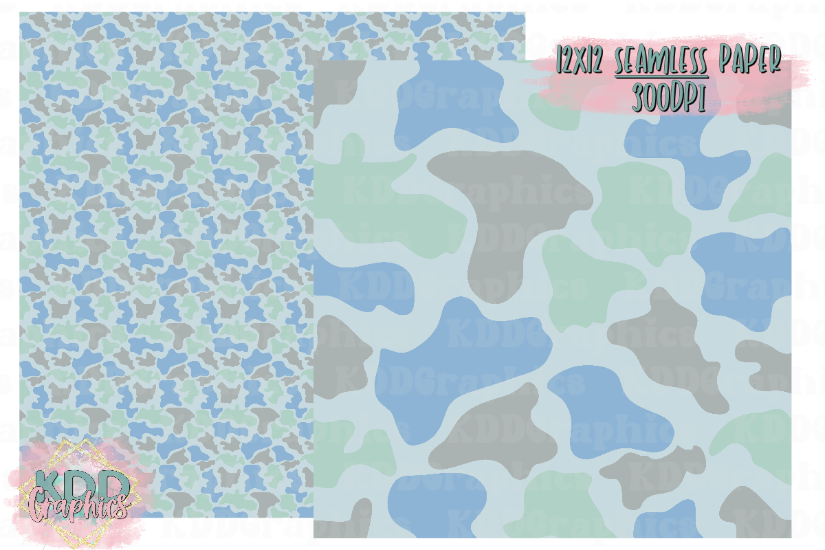 Grey Tan Blue Duck Camo SEAMLESS Paper