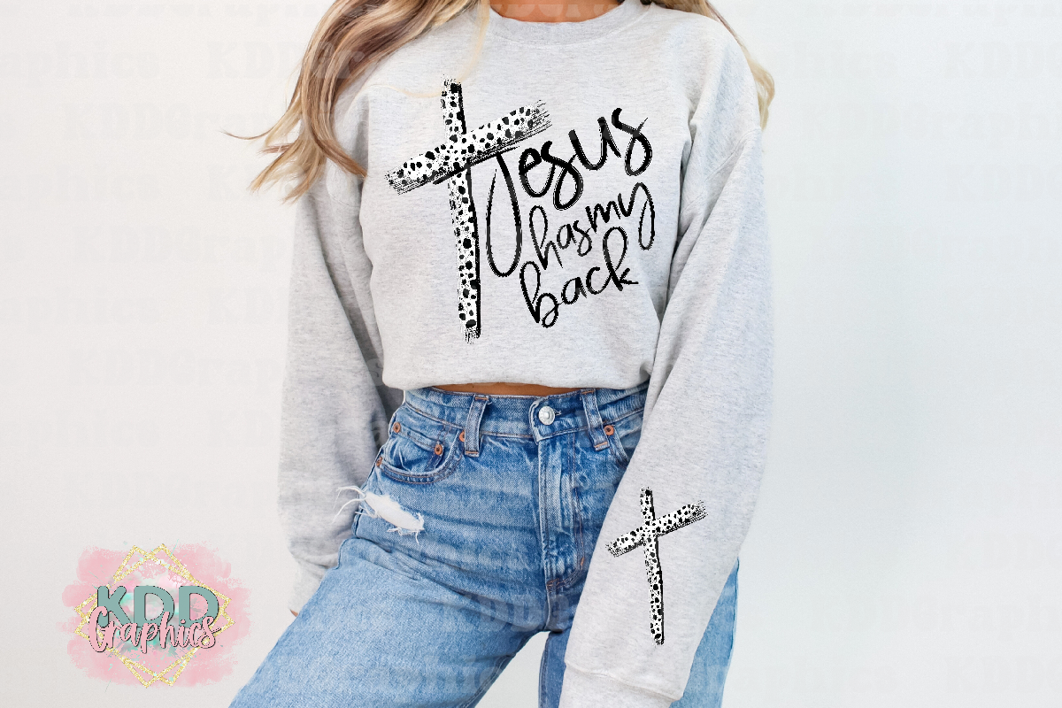 Jesus Has My Back Distressed Cross Bundle - Dalmatian Spots - Religious Bundle PNG