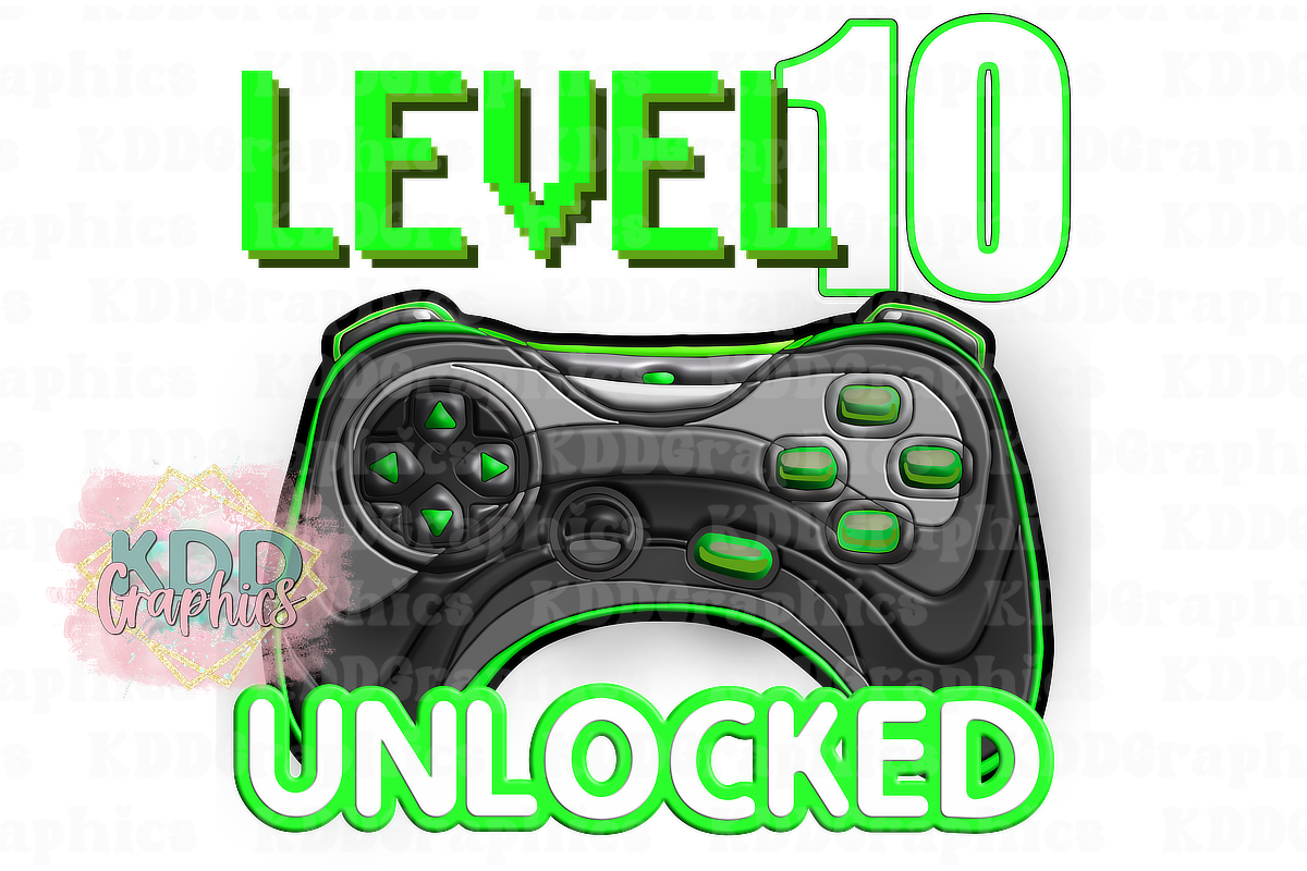 Level 10 Unlocked - Game Controller - Gaming Birthday Design PNG