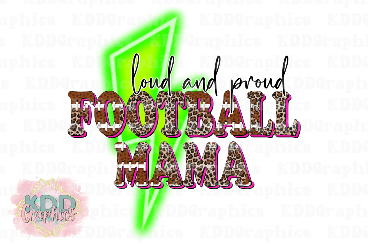 Loud And Proud Football Mom - Neon Green Lightning Bolt - Football PNG