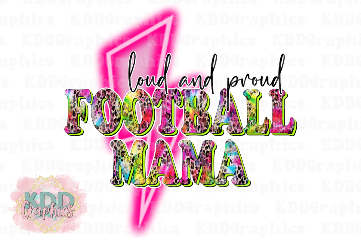 Loud And Proud Football Mom - Neon Pink Lightning Bolt Multicolored Cheetah - Football PNG