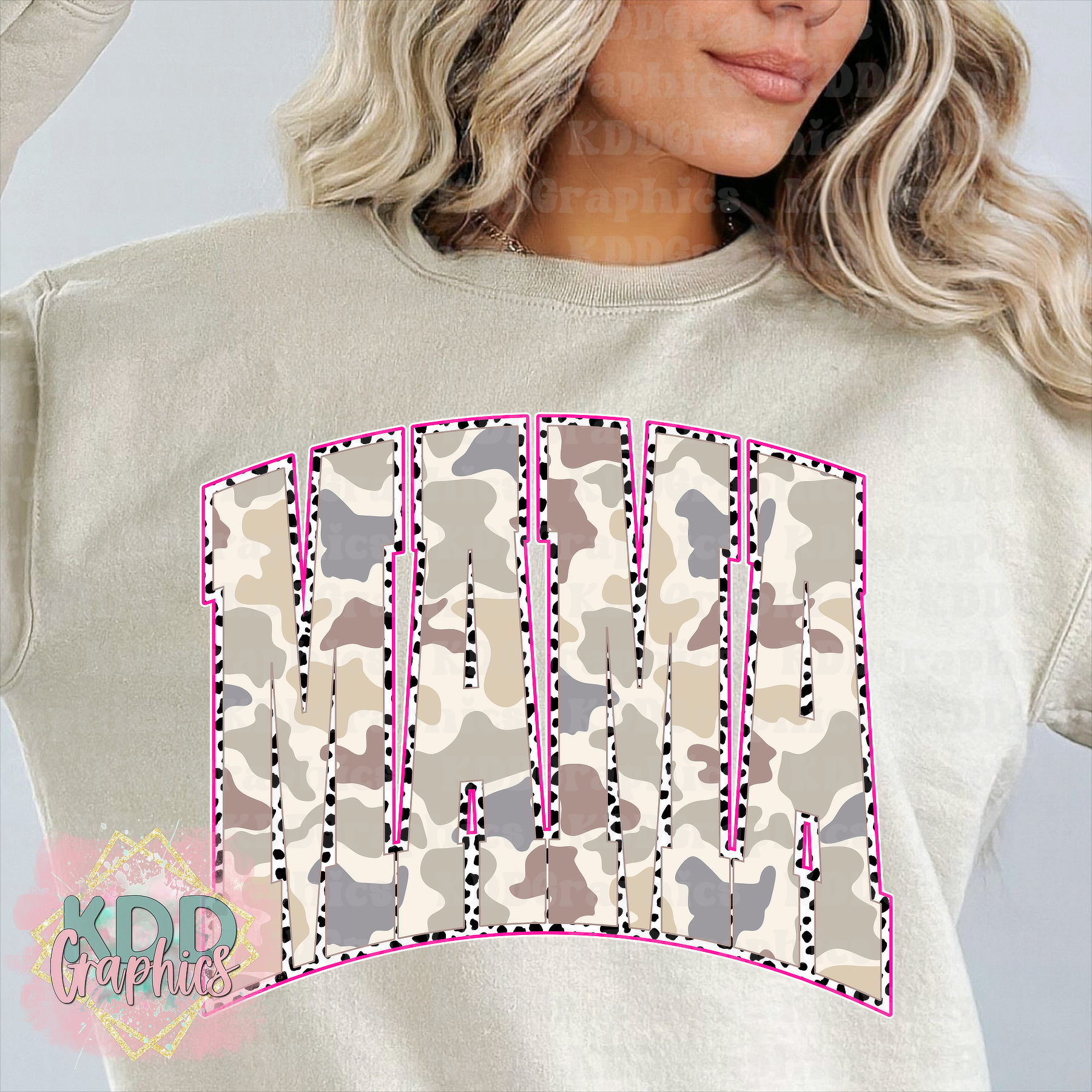 Mama - Arched Camo Dots PNG