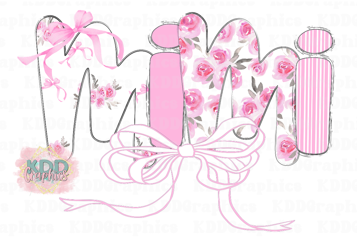 Mimi - Coquette Roses Bow - Doodle Letters PNG