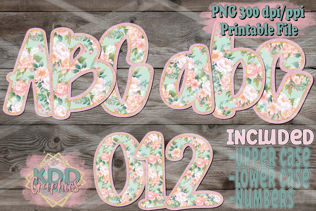Mink Pink Floral Doodle Letters PNG