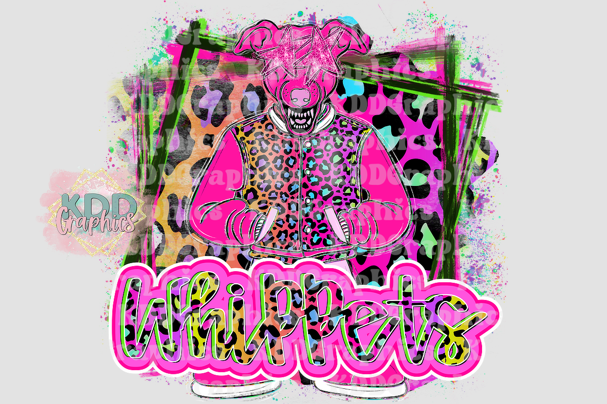 Neon Cheetah Whippets Mascot Standing - Whippet School Spirit PNG